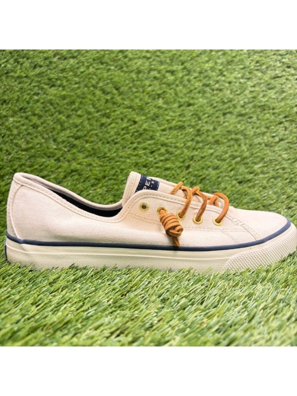 Sperry Top-Sider Seacoast Womens Size 8 Ivory Casual Canvas Boat Shoes Sneakers